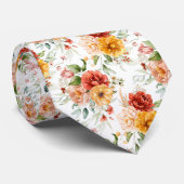 赤い牡丹の花束模様 ネクタイ (ロール)