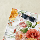 赤い牡丹の花束模様 ビーチタオル (インサイチュ)