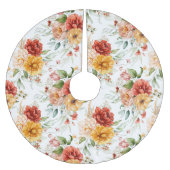 赤い牡丹の花束模様 ブラッシュドポリエステルツリースカート (正面)