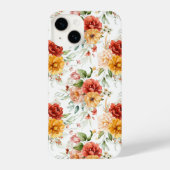赤い牡丹の花束模様 iPhoneケース (裏面)