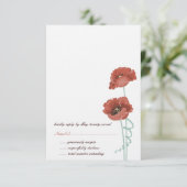 赤い牡丹ウェディングRSVPカード 出欠カード (スタンド正面)