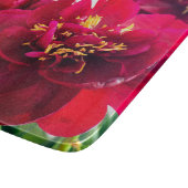 赤い牡丹ガラス切り板 カッティングボード (角)