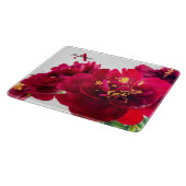 赤い牡丹ガラス切り板 カッティングボード (角)