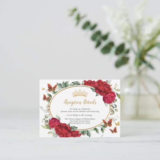 赤い牡丹フローラ花蝶キンチェニェラ エンクロージャーカード (スタンド正面)