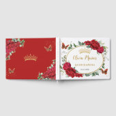 赤い牡丹フローラ蝶金ゴールドキンセアニェラ ゲストブック (全面)