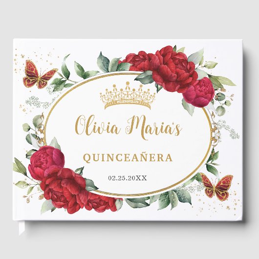 赤い牡丹フローラ蝶金ゴールドキンセアニェラ ゲストブック (正面)