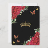 赤い牡丹フローラ蝶金ゴールドキンセアニラ 招待状 (裏面)