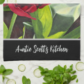 赤い牡丹フローラ キッチンタオル (折り畳み)