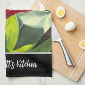 赤い牡丹フローラ キッチンタオル (四つ折り)