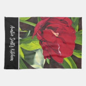 赤い牡丹フローラ キッチンタオル (横)