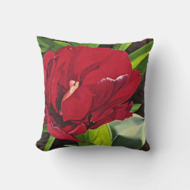 赤い牡丹フローラ(緑離れの) クッション