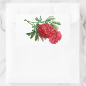 赤い牡丹描自然 長方形シール (バッグ)