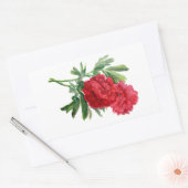 赤い牡丹描自然 長方形シール (封筒)
