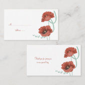 赤い牡丹結婚のテーブル座席表 プレイスカード (正面/裏面)