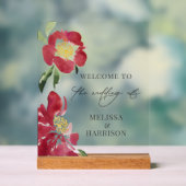 赤い牡丹結婚の歓迎 アクリルサイン (ニュートラル)