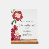 赤い牡丹結婚の歓迎 アクリルサイン (正面)