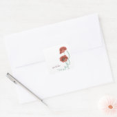 赤い牡丹結婚式用シール スクエアシール (封筒)