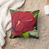 赤い牡丹離れの花は四角 クッション (ブランケット)