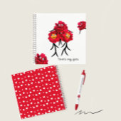 赤い牡丹 黒ボールペン