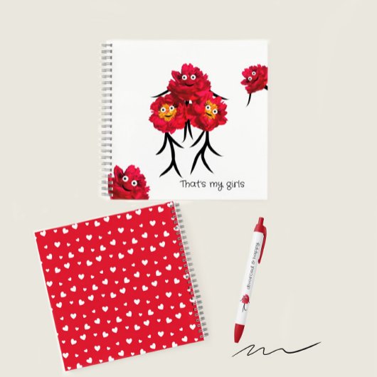 赤い牡丹 黒ボールペン