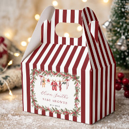 赤い物干しロープのクリスマスベビーシャワー フェイバーボックス
