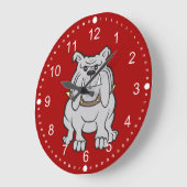 赤い犬の恋人のギフトのブルドッグのマスコット ラージ壁時計 (傾斜)