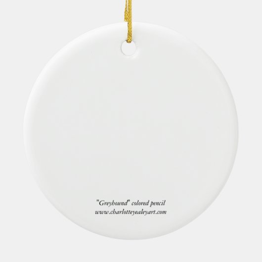 赤い犬の芸術のオーナメントの黒いグレイハウンド セラミックオーナメント (裏面)