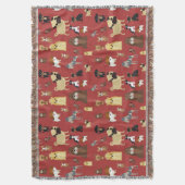 赤い犬パターン。 スローブランケット (正面縦)