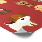 赤い犬パターン ポスター (角)