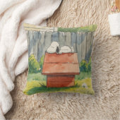 赤い犬小屋の上の水彩の眠る犬の芸術 クッション (ブランケット)