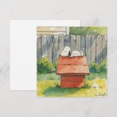 赤い犬小屋の上の水彩の眠る犬の芸術 シーズンカード (正面/裏面)