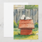 赤い犬小屋の上の水彩の眠る犬の芸術 シーズンカード (正面/裏面)