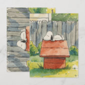 赤い犬小屋の上の水彩の眠る犬の芸術 ポストカード (正面/裏面)