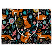 赤い狐と花の柄 ラージペーパーバッグ (裏面)