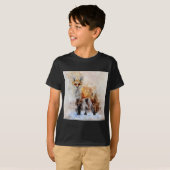 赤い狐の水彩画ポートレート02 Tシャツ (正面フル)