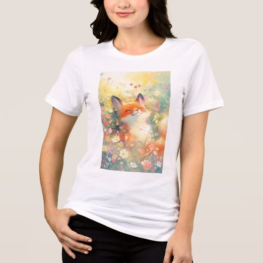 赤い狐の草原の隠れ家 トライブレンドTシャツ (正面)