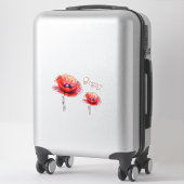 赤い独身のケシの花 シール (スーツケース)