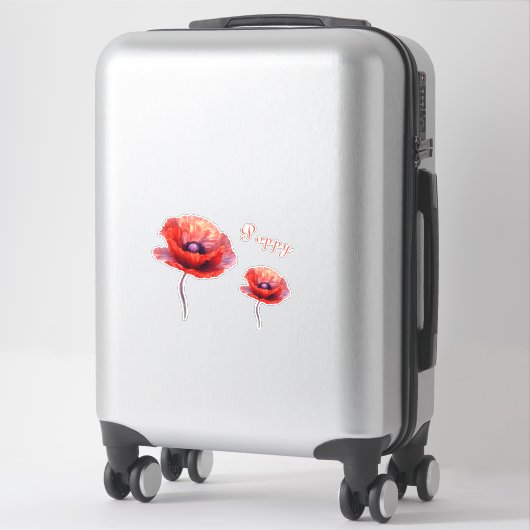 赤い独身のケシの花 シール (スーツケース)