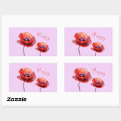 赤い独身のケシの花 長方形シール (シート)