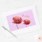 赤い独身のケシの花 長方形シール (封筒)