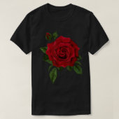 赤い独身のバラの花かわいい赤いバラの花G Tシャツ (デザイン正面)