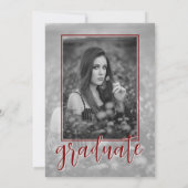 赤い独身のフォトスクリプト卒業招待状 招待状 (裏面)