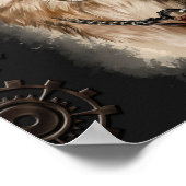 赤い狼がステームパンク帽をかぶっている ポスター (角)