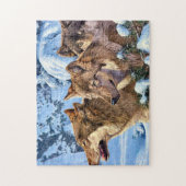 赤い狼絵画の ジグソーパズル (縦)