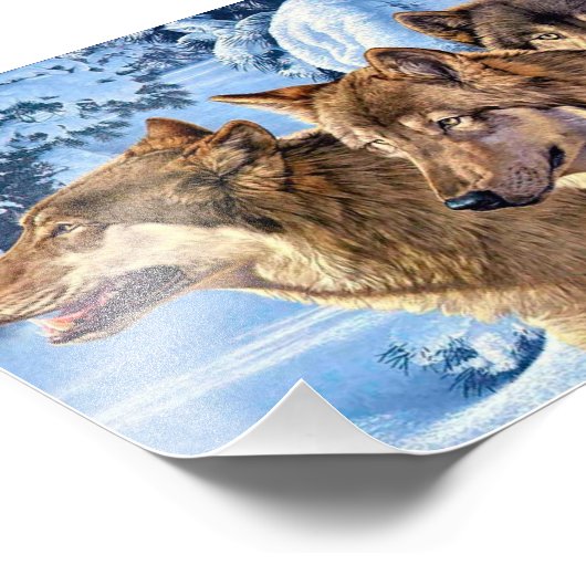 赤い狼絵画の フォトプリント (角)