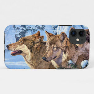 赤い狼絵画の iPhone 11 ケース