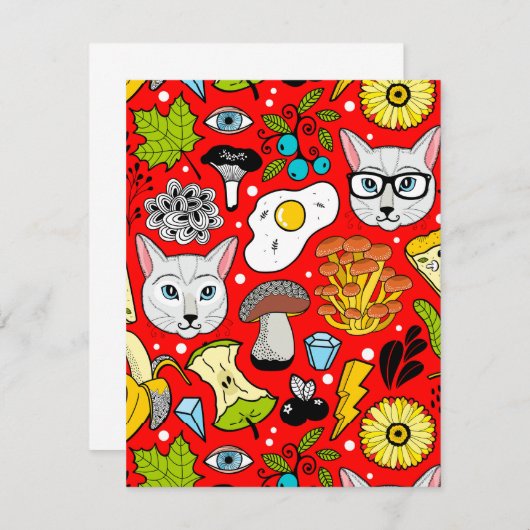 赤い猫と卵 エンクロージャーカード (正面/裏面)