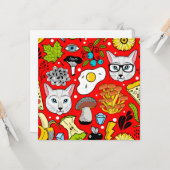 赤い猫と卵 カード (正面/裏面インサイチュ)