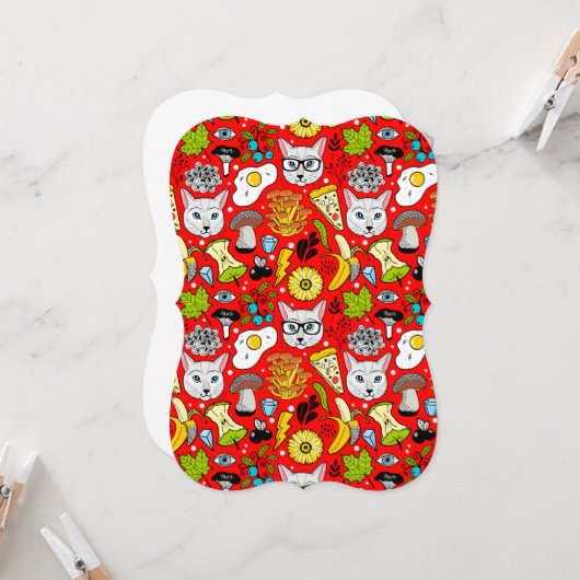 赤い猫と卵 カード (正面/裏面インサイチュ)