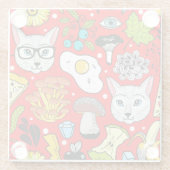 赤い猫と卵 ガラスコースター (裏面)